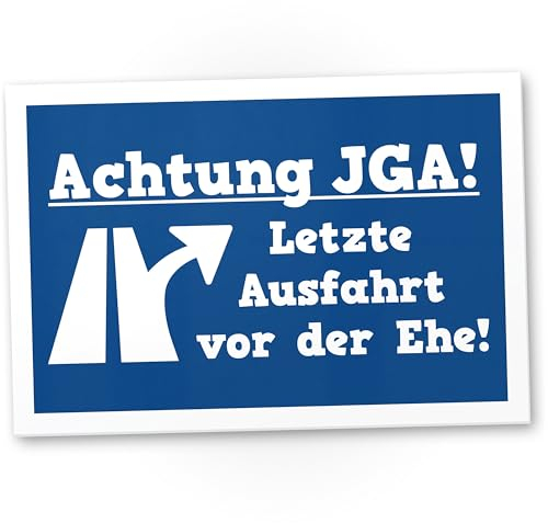 DankeDir! JGA Letzte Ausfahrt vor Ehe - Schild 30 x 20 cm - Partydeko Junggesellenabschied Accessoires - Geschenk Bräutigam Braut Deko Idee Karte Überraschung Bachelor Party Bride Groom Bauchladen