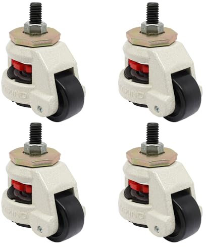 Ruedas de nailon para cargas pesadas, 4 unidades, juego de rodillos de nivelación, carga total de 500 kg, ruedas giratorias de carga pesada, es ajustable horizontalmente, tamaño de la placa base M12