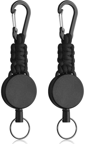 Uniclife 2 Pcs Portachiavi Retrattili Portachiavi Retrattile Bobina Per Badge Resistente per Chiavi Portabadge Anello Chiave Retrattile Clip Portabadge Estensibile Moschettone Paracord Anello Chiave