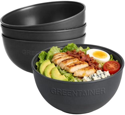 Greentainer Schüssel Müslischalen/Salatschalen 4er Set Obstschale, Suppenschüssel für Kinder und Erwachesene|Leicht & Bruchsicher|Spülmaschinen- Mikrowellentauglich|Kunststoff -Gran