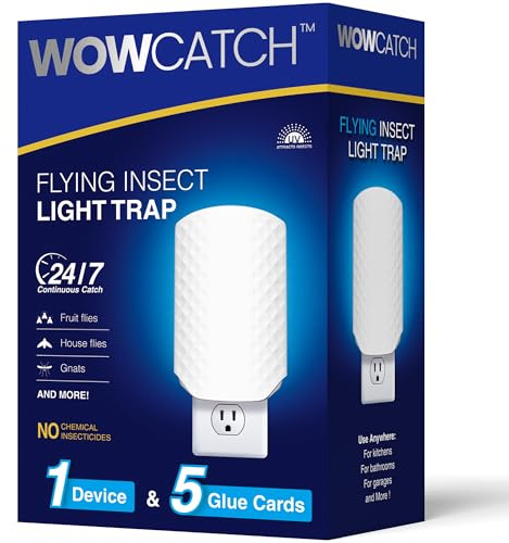 Trampa para insectos voladores para interiores, atrapamoscas enchufable para mosquitos, moscas de la fruta y moscas de casa, trampa de luz UV azul mejorada con tarjetas adhesivas, silenciosa y sin