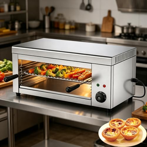 RUODATONLY Griglia Salamandra da Banco, Raclette Elettrica Fondi Formaggio, Forno Grill per Bistecca Regolabile da 120 a 570°F, per tostare panini al Formaggio Fuso, Grigliare bistecche