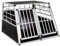 tectake® Doppel Hundebox Auto oder Hundebox für Zuhause. Aluminium XL Hundetransportbox, leicht und stabil, Auto Kofferraum Transportbox mit Trennwand für bis zu 2 Hunde - 97 x 90 x 69,5 cm