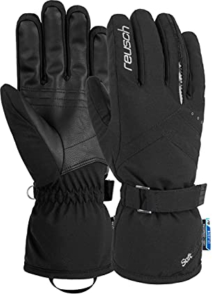 Reusch Hannah R-TEX® XT wasserdichte, winddichte, atmungsaktive und warme Softshell-Handschuhe Winterhandschuhe Fingerhandschuhe Schneehandschuhe Skihandschuhe für Damen, black/Silver, 7,5