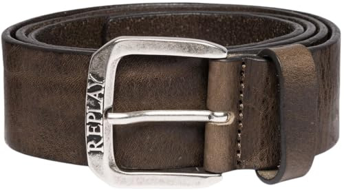 Replay Cintura da uomo in pelle, marrone (Faded Grey Mud 035), 90 cm