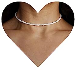 Yheakne Boho Choker Halskette Mit Samen Und Reis Perlen - Beachy Kette Schmuck für Frauen Und Mädchen, Kunststoff