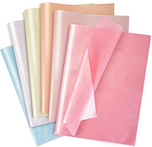 Larcenciel 60 Blatt Seidenpapier, 6-Farbiges Metallic-Seidenpapier für Geschenktüten und Verpackungen, Glitzerndes Geschenkpapier Geschenk Verpackungsmaterial für Geburtstag, Babyparty, Hochzeit