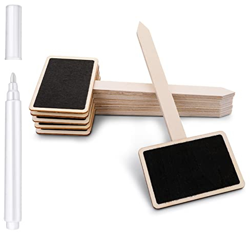 Lot de 20 étiquettes en bois pour plantes de jardin de type T, étiquettes de plantes de jardin avec stylo de marquage pour plantes d'intérieur et d'extérieur, graines, herbes, fleurs, légumes