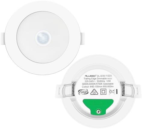 ALUSSO LED Einbaustrahler 230V mit PIR Bewegungsmelder, Unterputz LED Spots 12W IP44 Warmweiß Neutralweiß Kaltweiß Einbauleuchten Deckenspots Einbauspots Deckenstrahler, 2 Pack