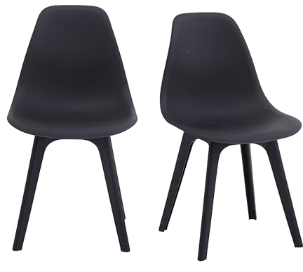 Mingone 2er Set Esszimmerstühle Gartenstühle für Garten-, Esszimmer, Küche，Balkon- und Terrassenstühle,Wetterfest & Leicht zu Reinigen,51x 41x 82cm(L x B x H), Schwarz