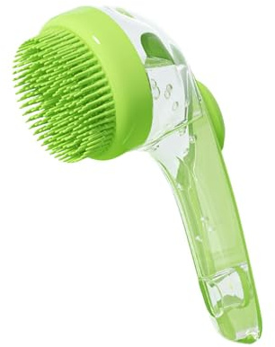 Huayeex Dog Shampoo Brush with Soap Dispenser | Shampoo Massage Bath Brush Long Handle for Shower Daily Cleaning