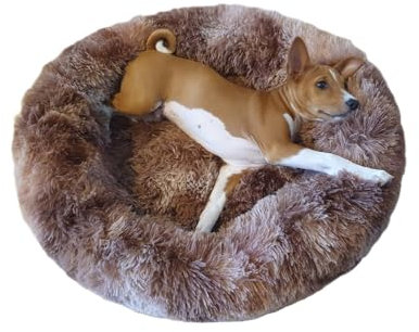 Pawbelo - kuscheliges Hundebett - weiches Katzenkörbchen - Flauschiges Hundesofa - Hundekissen - Kuschelbett - Hundekörbchen - flauschig - kuschelig weich (Weiß/Kaffee, 60 cm)
