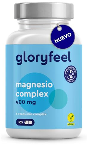 Magnesio Completo 400 mg - 365 Capsule - Premium 5 in 1: Bisglicinato, Citrato, Ossido, Malato e Ascorbato - Magnesio Elementare, Bioattivo e Altamente Dosato - Testato in Laboratorio e Senza Additivi