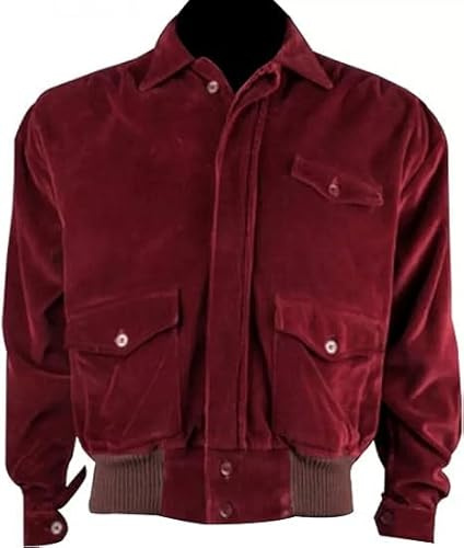 Bexhide Nicholson Blouson bomber en velours côtelé pour homme Rouge brillant, Rouge, XL