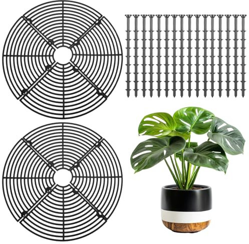 Bewudy Lot de 2 cache-pots de fleurs de 30 cm contre les animaux avec 16 piquets, protection pour plantes d'intérieur contre les chats, les écureuils hors des pots de fleurs pour jardinage intérieur