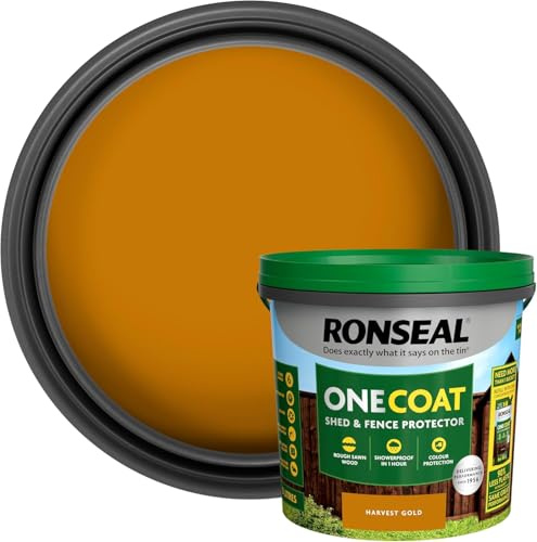 One Coat Fence Life Paint – 5L Harvest Gold – Durable, Weatherproof Wood Paint for Fences & Sheds – One Coat Coverage – Fade-Resistant, Quick-Drying Outdoor Protection