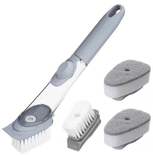 Ferizzia Spazzola per Piatti, Spazzola per Lavello con Dispenser per Detersivo, Brush multiuso per piatti, Brush Da Cucina Per Pentola, Padella, Lavandino Kitchen