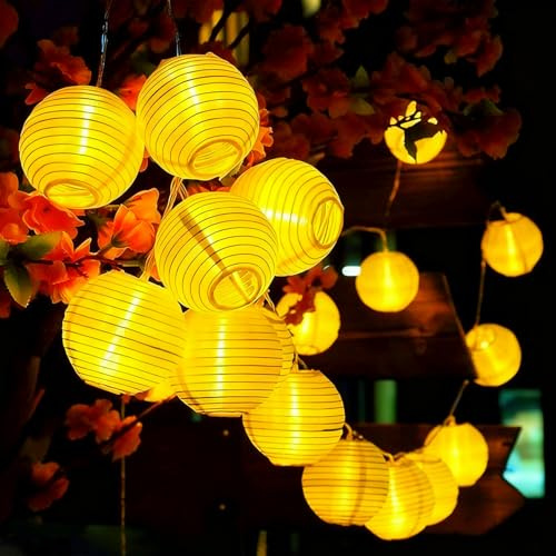ALEGRE® Guirnalda de luces con pilas, 3 m, 20 ledes, farolillos para interior y exterior, resistente al agua, luz blanca cálida, farolillos para bodas, jardín, terraza, balcón, decoración