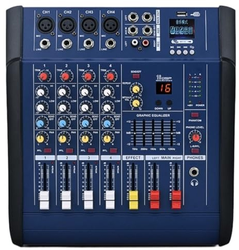 Controladora DJ, Paulkitson-mezclador de Audio profesional 402D, 4 canales, con amplificador de Audio, consola mezcladora de potencia Phantom de 48V, mesa de sonido USB