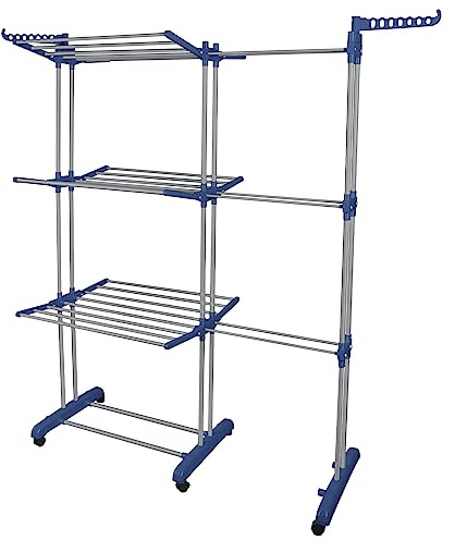 OHMG Séchoir à Linge Extensible Grande Capacité Tour de Séchage 3 Niveaux Pliable d’Étendage Étendoir Vertical Multifonction pour Intérieur et Extérieur avec 6 Ailes Pliables,étendoir à Linge