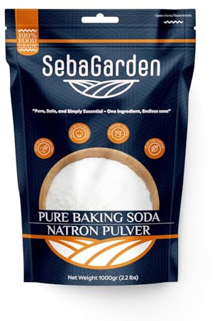 Seba Garden Baking Soda 1kg – Premium Food Grade Bicarbonate of Soda from Turkey – Resealable Zip Lock Pouch – for Baking, Cooking, Cleaning, Deodorising & More – Natural & Versatile