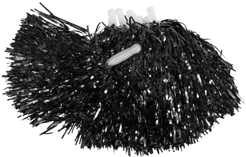 GOOHOCHY Pompones de Animadora, 10 Unidades Negras, Bolas de Flores Ligeras y Reutilizables, Accesorios para Porristas en Juegos y Celebraciones Escolares