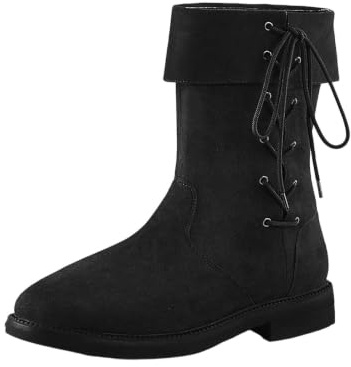 Celanisai Botines de vaquero para hombre de ante ancho Botines anchos Tacón grueso Botas de vaquero de ante cómodas Botines clásicos tradicionales para eventos nocturnos, O negro., 44