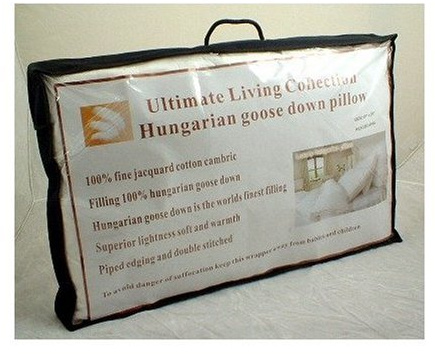 Pair of 100% Pure White Hungarian Goose Down Pillows by Viceroybedding