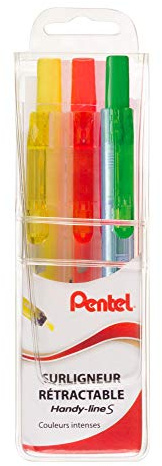 Pentel Mobiltelefon S textmarkör, olika färger, 3 st gul/orange/grön