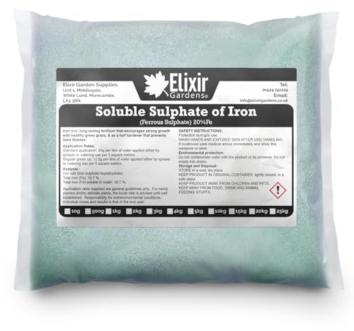 Elixir Gardens 1 Kg Sulphate of Iron (20%) Lawn Tonic Fertilizer (Ferrous Sulphate) | Iron Sulphate | Makes 80L of liquid feed