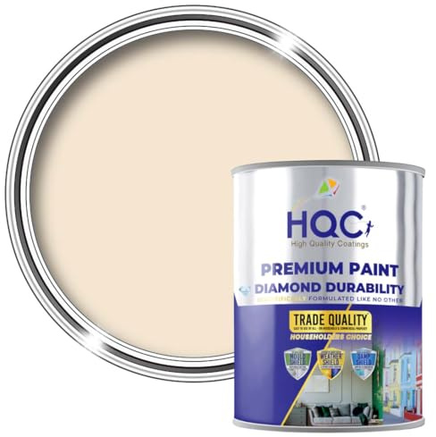 HQC Smooth Masonry Paint - Magnolia - 5 l (Pack of 1) Litre for Brick, Concrete, Render & Garden Walls, Waterproof Formula
