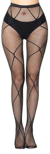 Women's Patterned Black Lace Fishnet Tights / Fashion Net Pantyhose with Pattern Prints