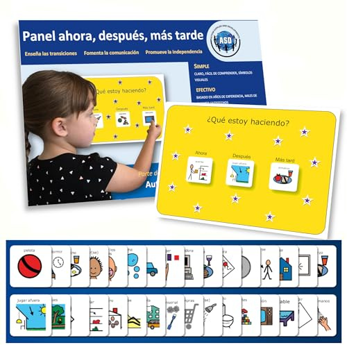 First Then Visual Schedule for Kids –Premium Durable Plastic –32 Communication Cards –Autism Learning Materials –Special Education Classroom (Spanish)