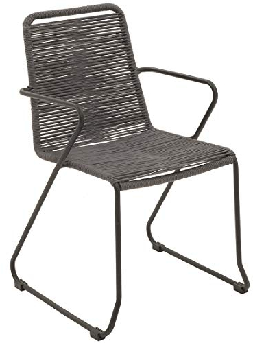 OUTLIV. Gartensessel Maranello, Stahlgestell, Rope-Bespannung, wetterfest, pflegeleicht, stapelbar, modernes Design, 60,5x55x86 cm, anthrazit