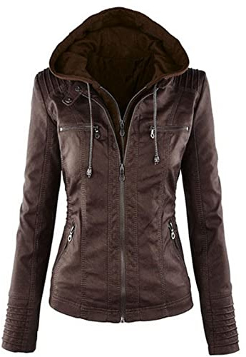 Mangas Largas Chaqueta De Cuero para Damas PU Chaqueta De Cuero para Mujeres Chaqueta Corta De Cuero Chaqueta para Mujeres Traje De Motocicleta