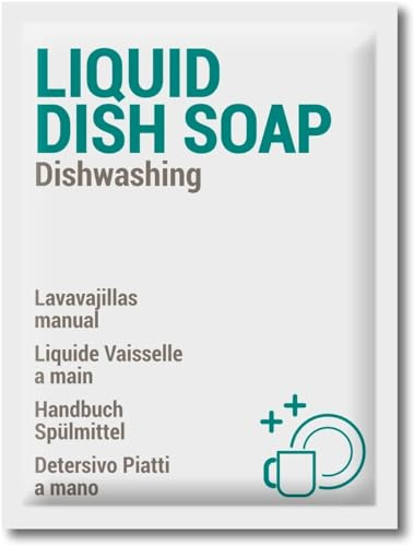 GPQ - Lavastoviglie Monodose Liquido | Detergente per lavaggio manuale | Sgrassante | 250 pezzi x 15 ml | Senza Parabeni | Amenities di appartamento, B&B, Campeggio rurale | Made in UE