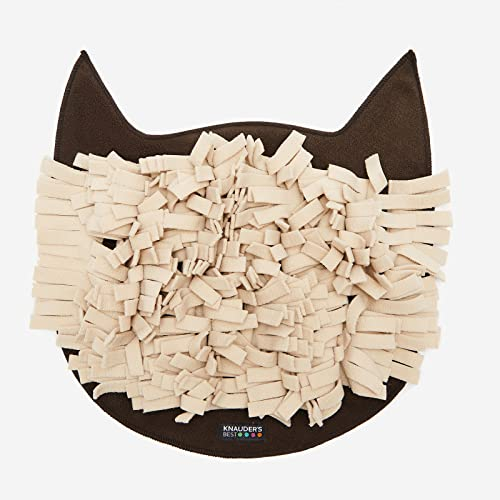KNAUDER'S Best - Schnüffelteppich für Katzen in 46cm x 40cm - BRAUN - Intelligenzspielzeug für Katzen aus Polar Fleece - Katzenspielzeug und Kuscheldecke - Weich und sanft - Cat Mate Made in Germany