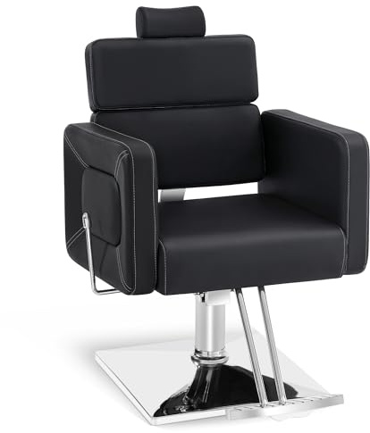 BarberPub Classic Hydraulic Reclining Barber Chair Salon Styling Beauty Spa Chair 2065 (Black)