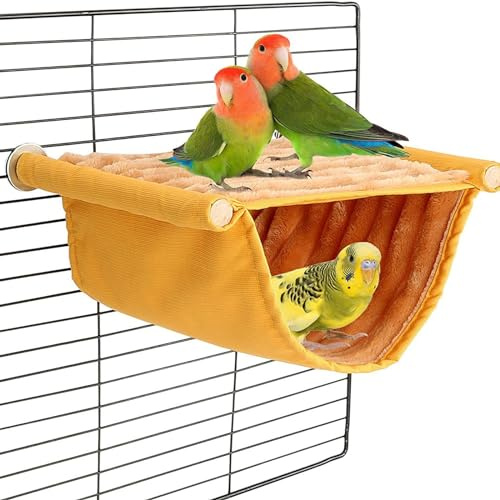 LZZEM Rat Hammocks - Double-layer Hanging Cage Soft Hamster Bed Chinchilla Hanging House Plush Sugar Glider Cage for Chinchilla Ferrets Rat Parrot Playing Sleeping