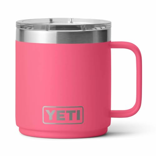 YETI Rambler Mug, Vacuum Insulated Stainless Steel Stackable Mug with Magslider Lid, Tropical Pink, 10 oz (295 ml)