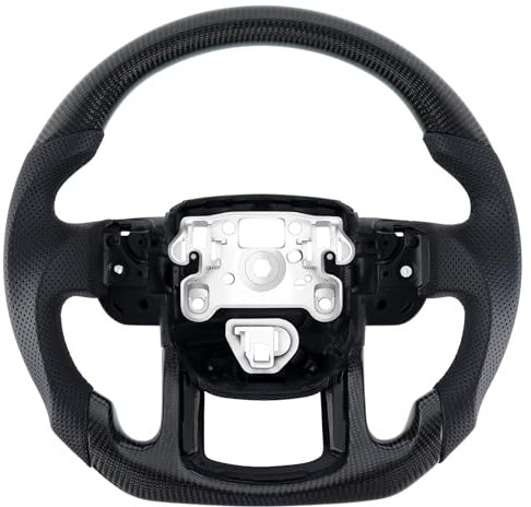 Acclcors Volante in fibra di carbonio, volante in pelle, a forma di D, volante personalizzato, manico in pelle perforato per Range Rover Sport 2014-2022