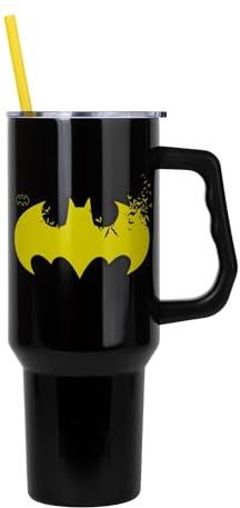 Silver Buffalo DC Comics Batman Bats Emblem 40oz Stainless Steel Tumbler w Handle