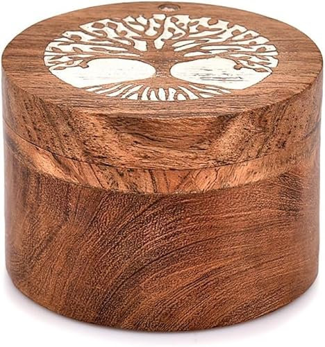 Urna blanca de madera lavada con árbol de la vida para cenizas humanas para cenizas, urna de entierro para cenizas de perros, caja de recuerdo, urna de perro, urna de gato, 3.5 x 3.5 x 2.5 pulgadas