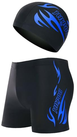 TPZORJX short de bain homme，short de bain，maillot de bain homme piscine，Maillot de Bain Homme Short de Bain à Séchage Rapide Boxer de Plage avec Cordon de Serrage，Avec 1 bonnet de bain （2XL）