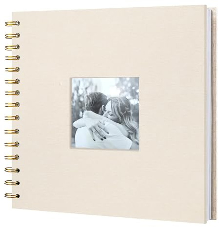 Album Fotos Scrapbook Album de Fotos Personalizados 20,5 x 20,5 cm Libro Firmas DIY 40 Páginas Interiores de Papel Kraft Blanco, Ideal para la Familia,Bodas,Viajes,Fiestas de Bebés (Beige)