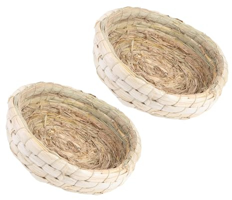 SEWACC Nidos y Nidos de Huevos para Mascotas Aislamiento Térmico, Resistente y Transpirable, Estilo Rústico Natural, Hechos Paja Natural, Ideales para Cría en Jaulas Domésticas