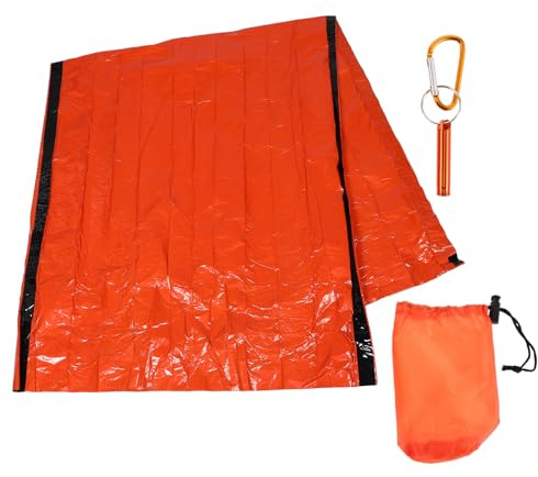 Toyvian Lightweight with Drawstring Closure Portable Outdoor Camping and Hiking Emergency Bivouac Sack for Backpacking Includes Orange Sleeping Sack with Storage Pouch and Whistle Warm