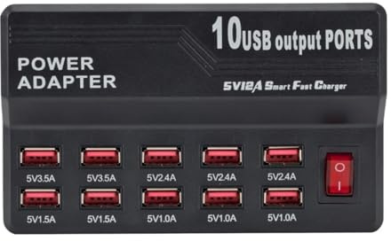 10-portars USB-laddare Quick Charge Station Dock Med Strömbrytare For Universal Multi