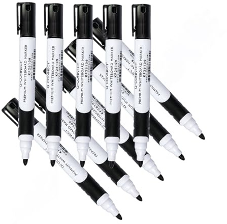 Q-Connect Bullet Tip Premium Whiteboard Marker (Pack of 10)- Black
