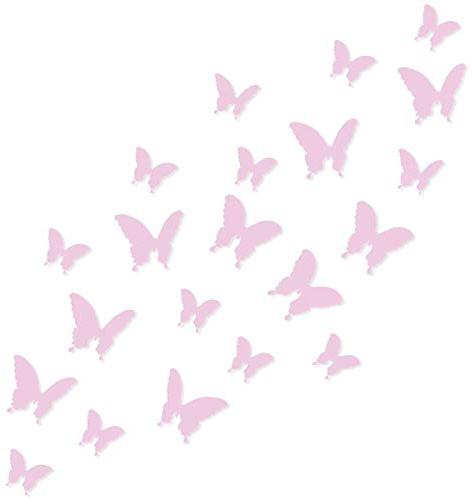 Wandkings Schmetterlinge im 3D-Style in ROSA, 12 Stück, Wanddekoration mit Klebepunkten zur Fixierung